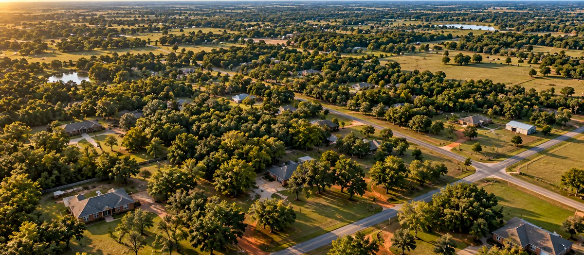 Aerial view of Bethel Acres, OK