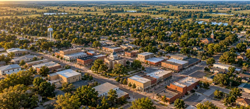 Aerial view of Tecumseh, OK